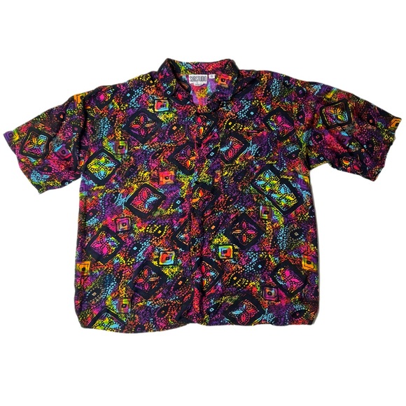 Vintage Substudio Abstract Short Sleeve Button Up Cotton/Rayon shirt L -Tagged S - Picture 4 of 9